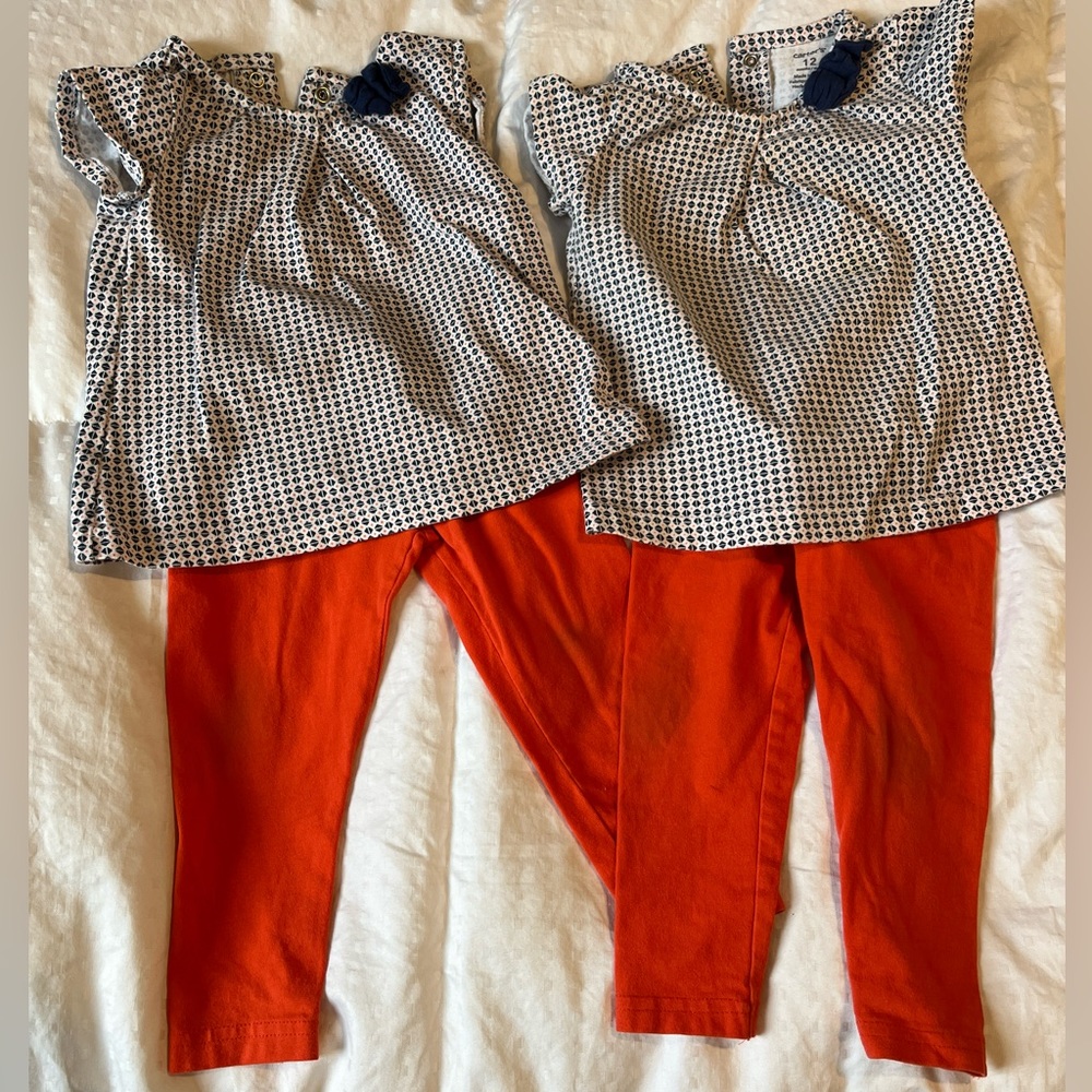 Twin Set Matching Tops and Bottoms Girls Size 12mo